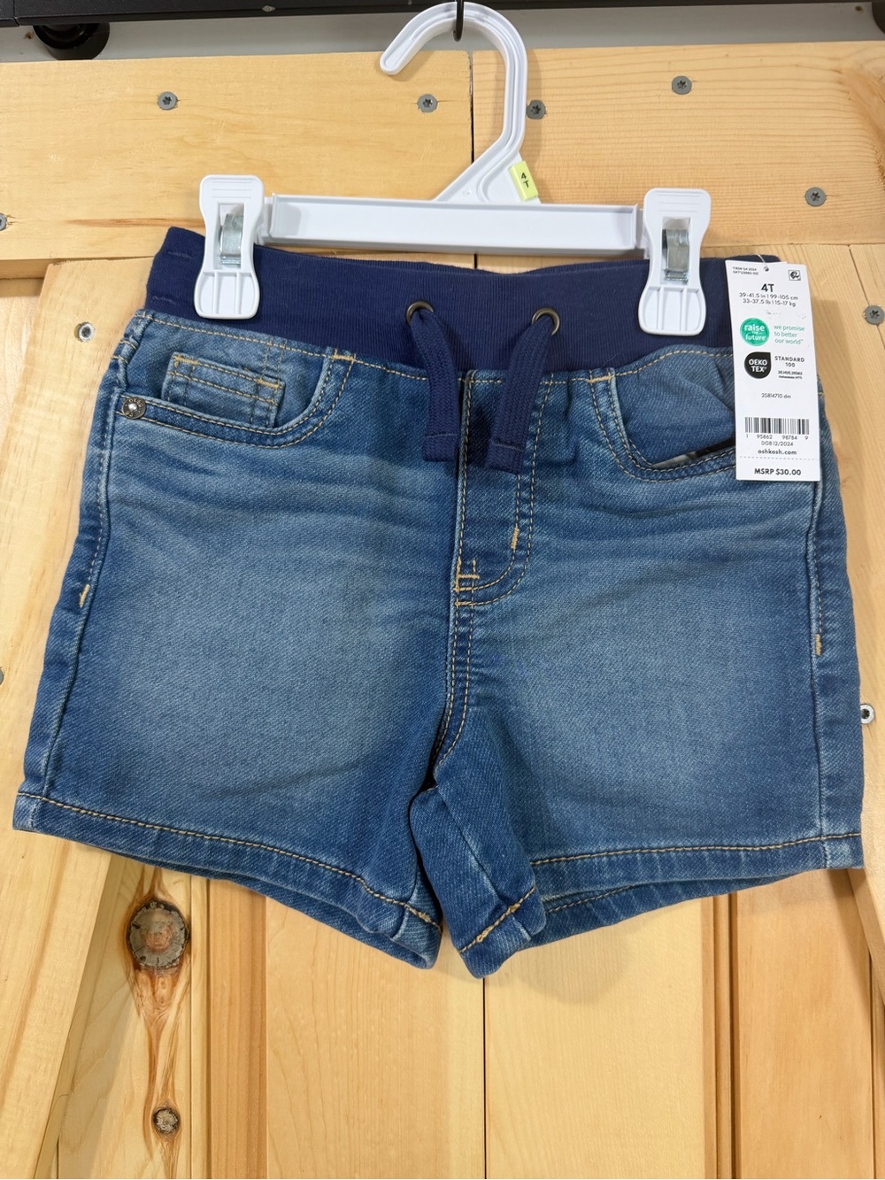 OshKosh B'gosh Blue Denim Shorts with Navy Elastic Waist
